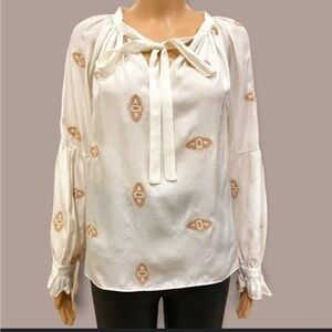 Marie Oliver Cream and Gold Embellished Blouse